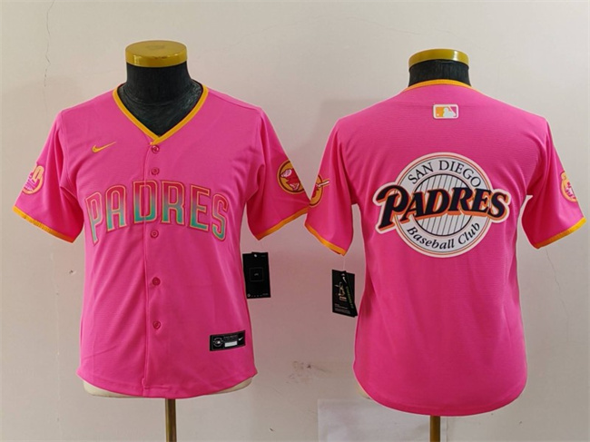 Youth San Diego Padres Team Big Logo Pink Stitched Baseball Jersey Youth San Diego Padres Team Big Logo Pink Stitched Baseball Jersey